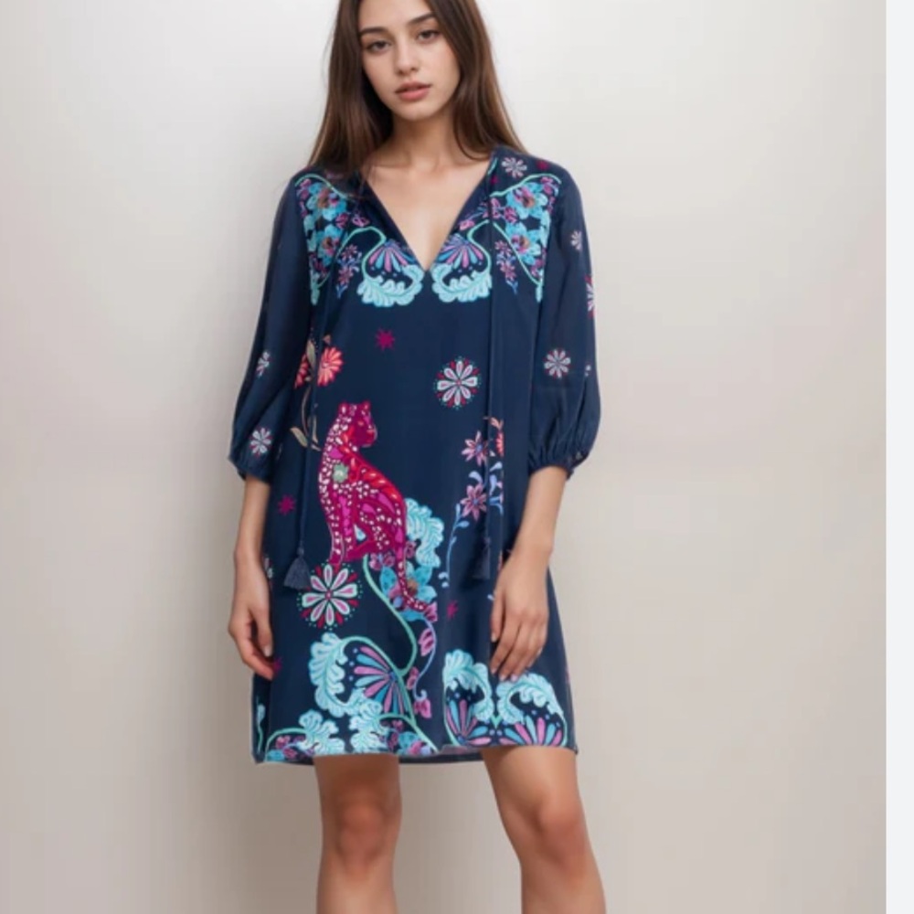 New Johnny Was Jade Dress with Floral Accents size XL silk - Picture 6 of 15